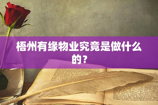 梧州有缘物业究竟是做什么的？