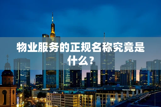 物业服务的正规名称究竟是什么？